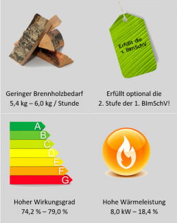 Emissionswerte Holz-Saunaofen FinTec Standard-Serie